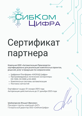 Сертификат Сибком Цифра